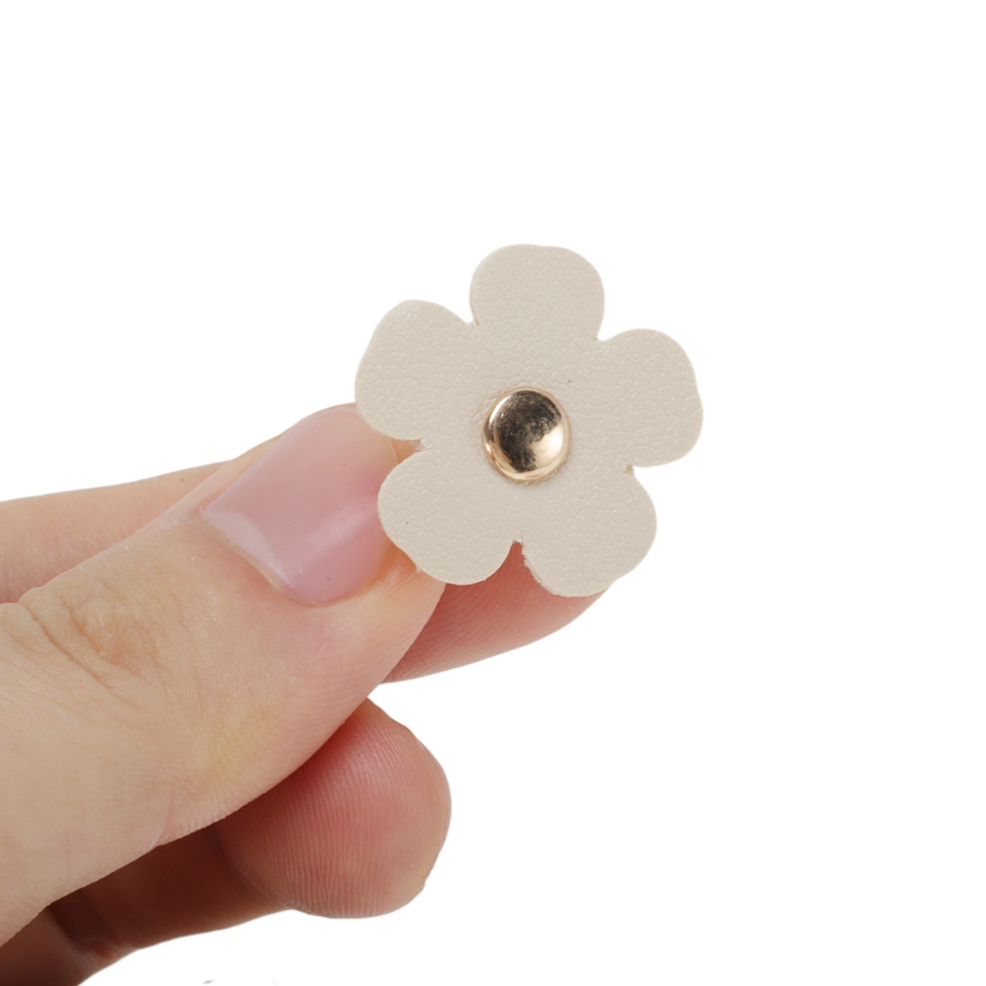 Unique Bargains Faux Leather Flower Shoelace Charms 1 Pair Beige