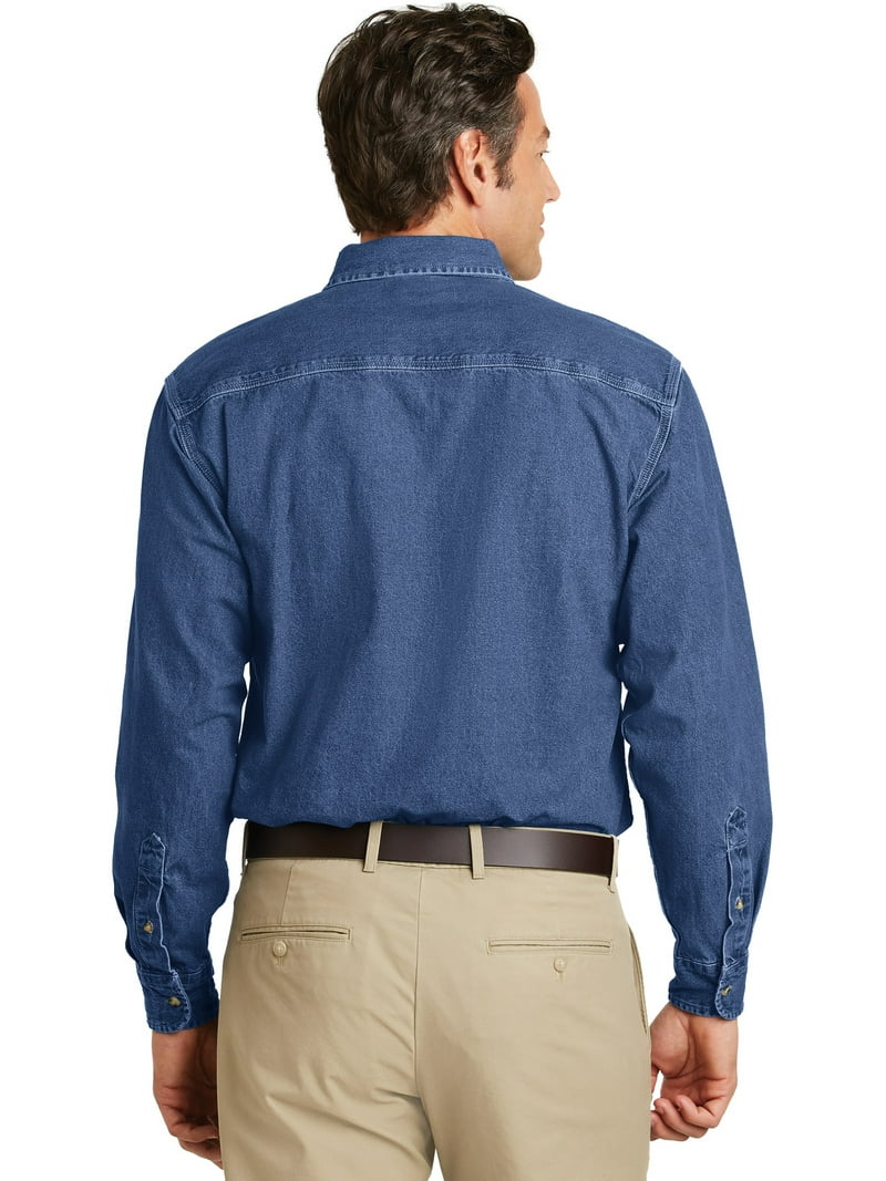 Men's Stonewashed Heavyweight Denim Shirt with Durable Seams and