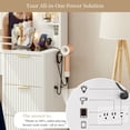 thumbnail image 5 of Kromapolis 47" Fluted Vanity Desk with Adjustable LED Lights & Charging Station, 7 Drawers Makeup Table with Tempered Glass Top, 8 Open Shelves, Hair Dryer Holder for Bedroom, White, 5 of 8