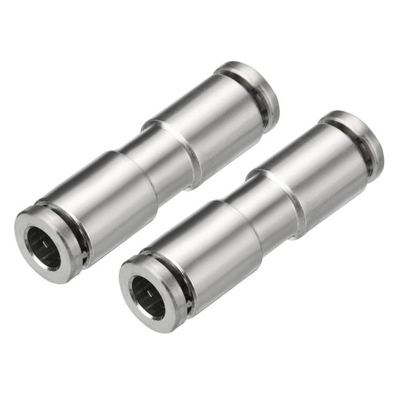 Uxcell 5/32" Push to Connector Fitting, Tube OD Nickel Plated Brass Quick Connect Air Line Connector, Silver 2Pcs