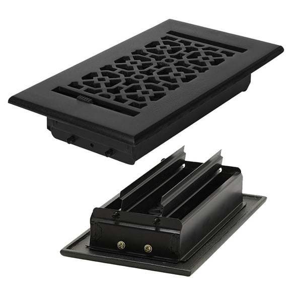 Achtek Air Supply Vent 4"x 8" Duct Opening (Overall 5-1/2"x 9-3/4") Solid Cast Aluminium Register Cover | Powder Coated