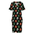 thumbnail image 3 of Vestido de verano holgado con bolsillos para mujer conjunto de máscara de trébol plateado falda de noche, 3 of 6
