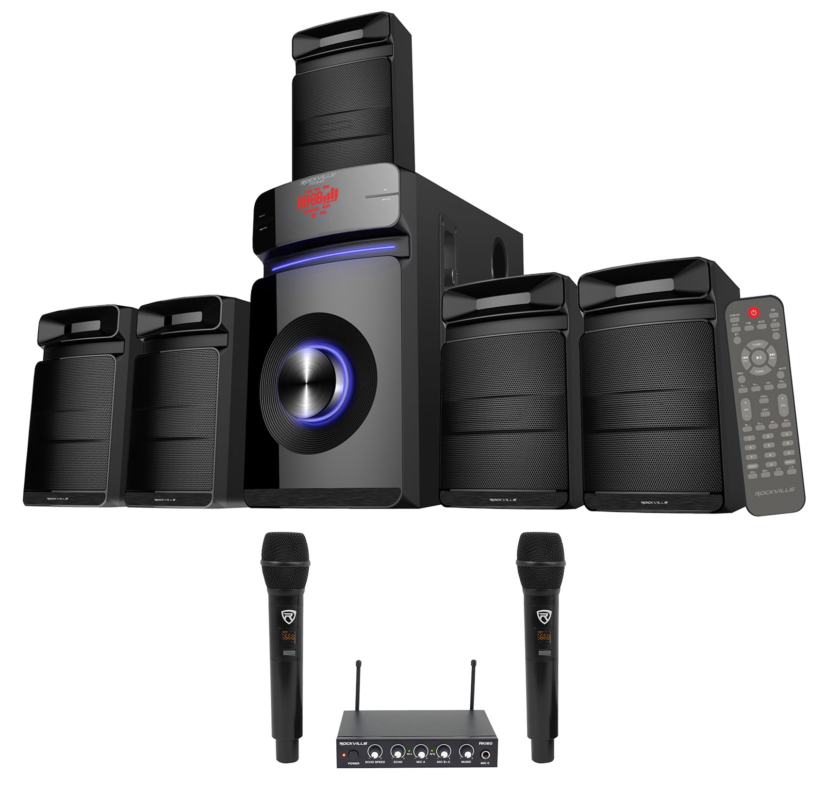 Rockville Hybrid Home Theater Karaoke Machine System w/5.25" Sub+2