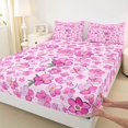 thumbnail image 3 of jejeloiu Cartoon Cute Flower Twin Sheet Sets,Kawaii Floral Twin Fitted Sheet,Hotpink Peach Blossom Flat Sheet For Kids,Luxury Bedroom Decor,3-Piece, 3 of 7