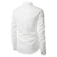 thumbnail image 4 of IROINNID Long Sleeve Shirts for Men Loose Solid Color Stand-up Collar Cotton And Linen Shirt,White, 4 of 9