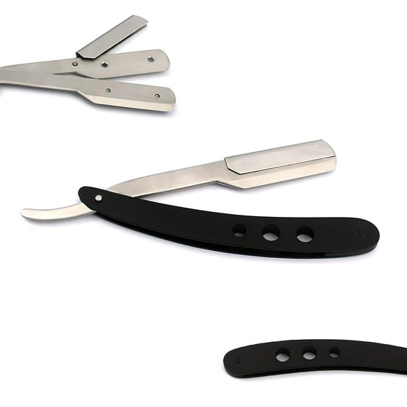 Odontomed2011 Professional Folding Stainless Steel Barber Straight Edge Shaving Razor (Silver With Black Handle)