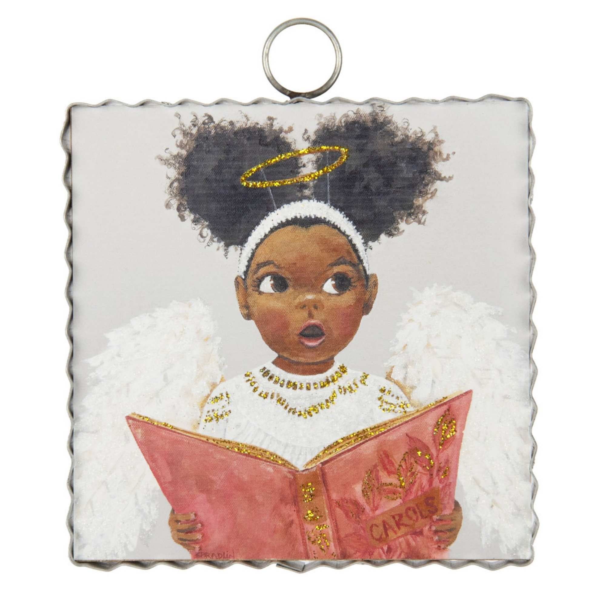 Round Top Collection Mini Gallery Caroling Angel Christmas Sign Singing` C21110