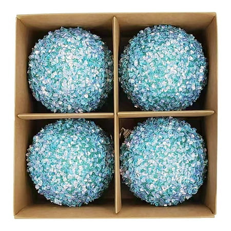 YOHAVEN 4PCS 8 Christmas Tree Ball Bauble Hanging Ornaments Set for Home Party Tree Holiday Winter Seasonal Sparkling Decorations