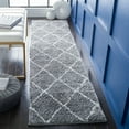 thumbnail image 2 of SAFAVIEH August Romayne Diamond Shag Runner Rug, Light Grey/Ivory, 2'2" x 9', 2 of 8