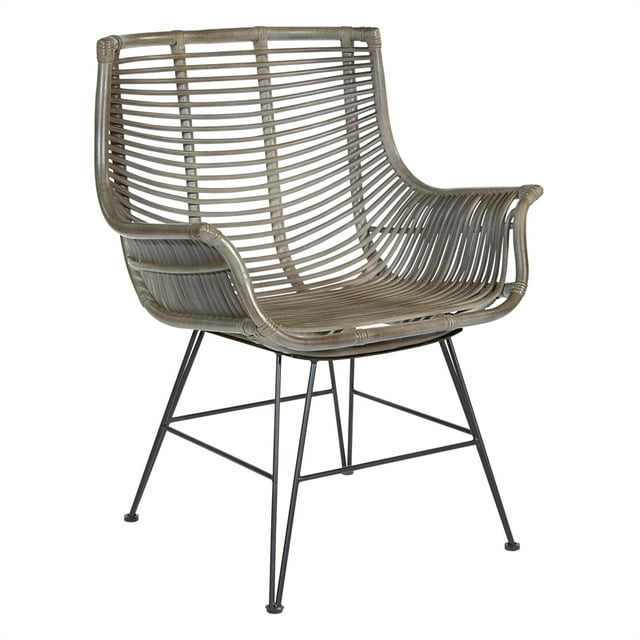 Chaise Dallas avec Cadre en Rotin de Lavage Gris Entièrement Assemblé