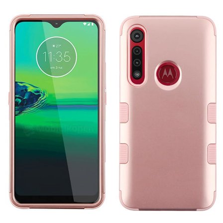 Motorola Moto G8 PLAY Phone Case 3 in 1 Hybrid Impact Armor Hard PC & TPU Silicone Rubber Heavy Duty Rugged Bumper Shockproof Full Body Frame Protective ROSE GOLD Cover for MOTOROLA Moto G8 Play