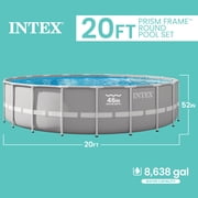 INTEX Prism Frame 20ft x 52in Above Ground Swimming Pool Set w/ Pump