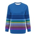 thumbnail image 4 of Karymi Blouses for Women Dressy Casual Rainbow Horizontal Stripe Crew Neck Sweatshirt, Loose Long Sleeve Non-Hooded Pullover Top, Casual Sweatshirt with Side Pockets Blouses for Women Dressy Casual, 4 of 6
