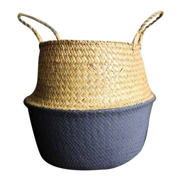 Yuehao Plant Baskets for Indoor Plants Seagrass Wicker Basket Wicker Basket Flower Pot Folding Basket Dirty Basket Gray