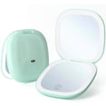 thumbnail image 1 of Mpowtech Compact Mirror with LED Light - 3.9 Inches Lighted Travel Makeup Mirror with 1X/10X Magnifying Double Sided Dimmable USB Rechargeable Compact Mirror for Purse,Pocket,Travel,Green, 1 of 6