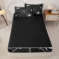 thumbnail image 4 of Homewish Spiderweb Graffiti Zipper Queen Comforter Set with Fitted Sheet and 2 Pillowcases for Kids, Star Spider Halloween Silhouette Zipper Bedding Set, Black Reversible, 4 Pieces, 4 of 6