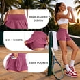 thumbnail image 3 of Cadmus 2 in 1 Women's Spandex Athletic Shorts Gym Yoga Shorts Pockets ,3 Pack, Black& Gray & Pink,2XL, 3 of 10