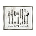 thumbnail image 3 of Stupell Industries Waste Not Want Not Silverware Drawing Luster Gray Framed Floating Canvas Wall Art, 24x30, by Lettered and Lined, 3 of 5