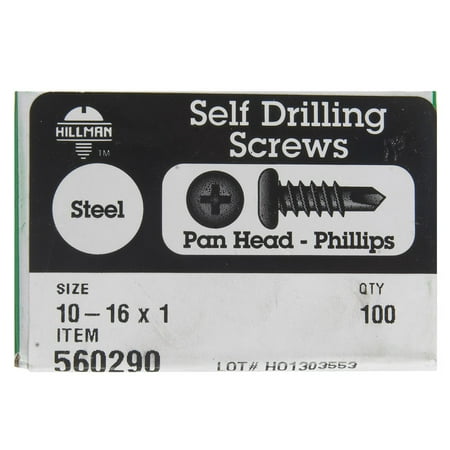 

Hillman #10 - 16 x 1 In. Phillips Pan Head Self-Drilling Sheet Metal Screw (100 Ct.)