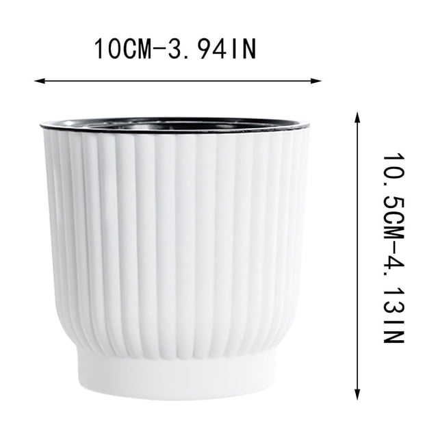 Self-Watering Plant Pot Round Desktop Resin Planter with Pattern , Lazy Greenery for Home Office Roses and Succulents, Easy Maintain Fresh Look
