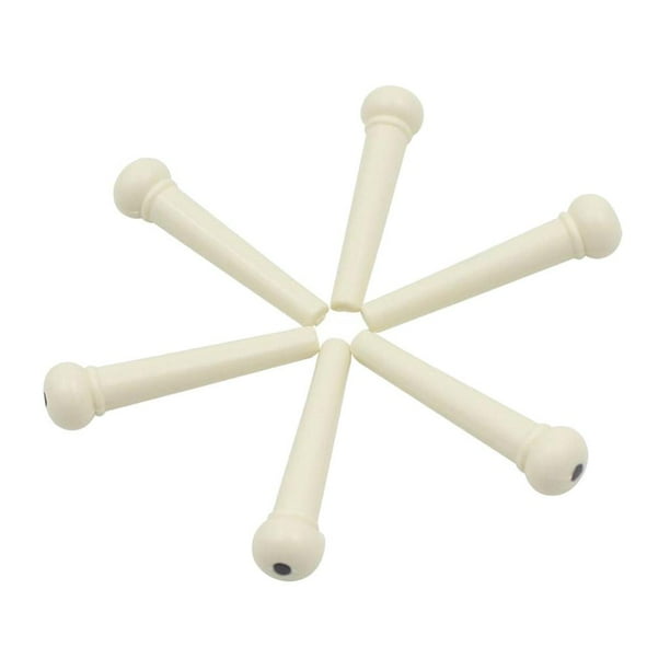 Pines de Puente de Guitarra Blanca para Clavija de Extremo de Cuerda de Guitarra Acústica, Paquete de 6