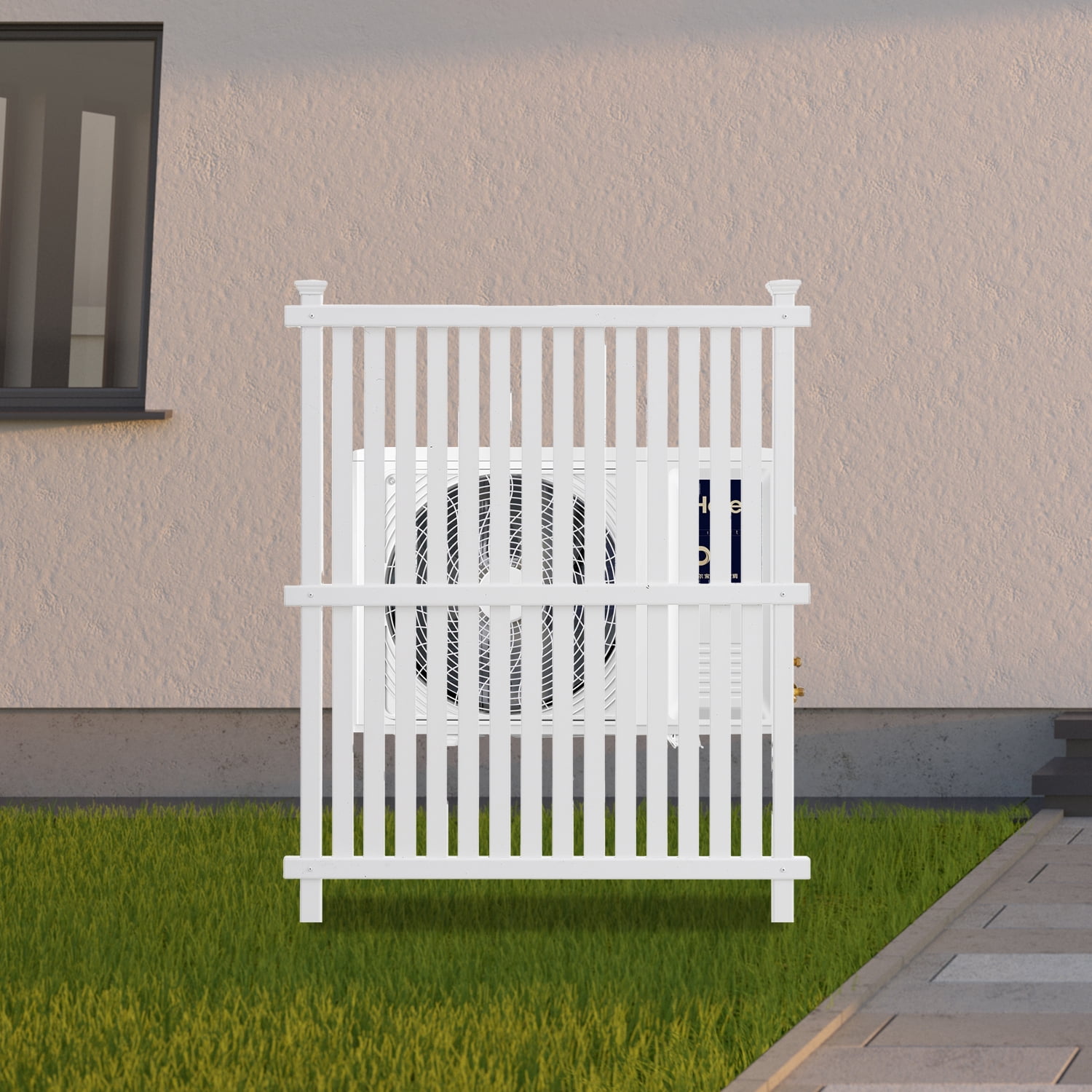 Outdoor Privacy Screen Panel Set, Shield Barrier for Air Conditioner and Trash Can in Patio Garden, White