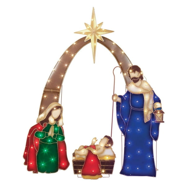 Holiday Time Set of 4 Lightup LED Nativity Scene, with 110 LED Lights