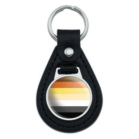 Black Bear Keychain - Bear Brotherhood Gay Pride Flag Black Leather Keychain