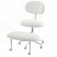 thumbnail image 2 of Pinmoco Ergonomic Cross Legged Swivel Chair for Adults, Adjustable Height and Egg-Shaped, Meditation & ADHD Chair with Back Support, Teddy Fabric, White, 2 of 9