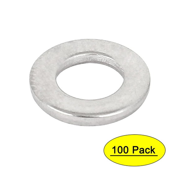 100pcs Silver Tone 304 Stainless Steel Flat Washer 1/4" for Screws Bolts