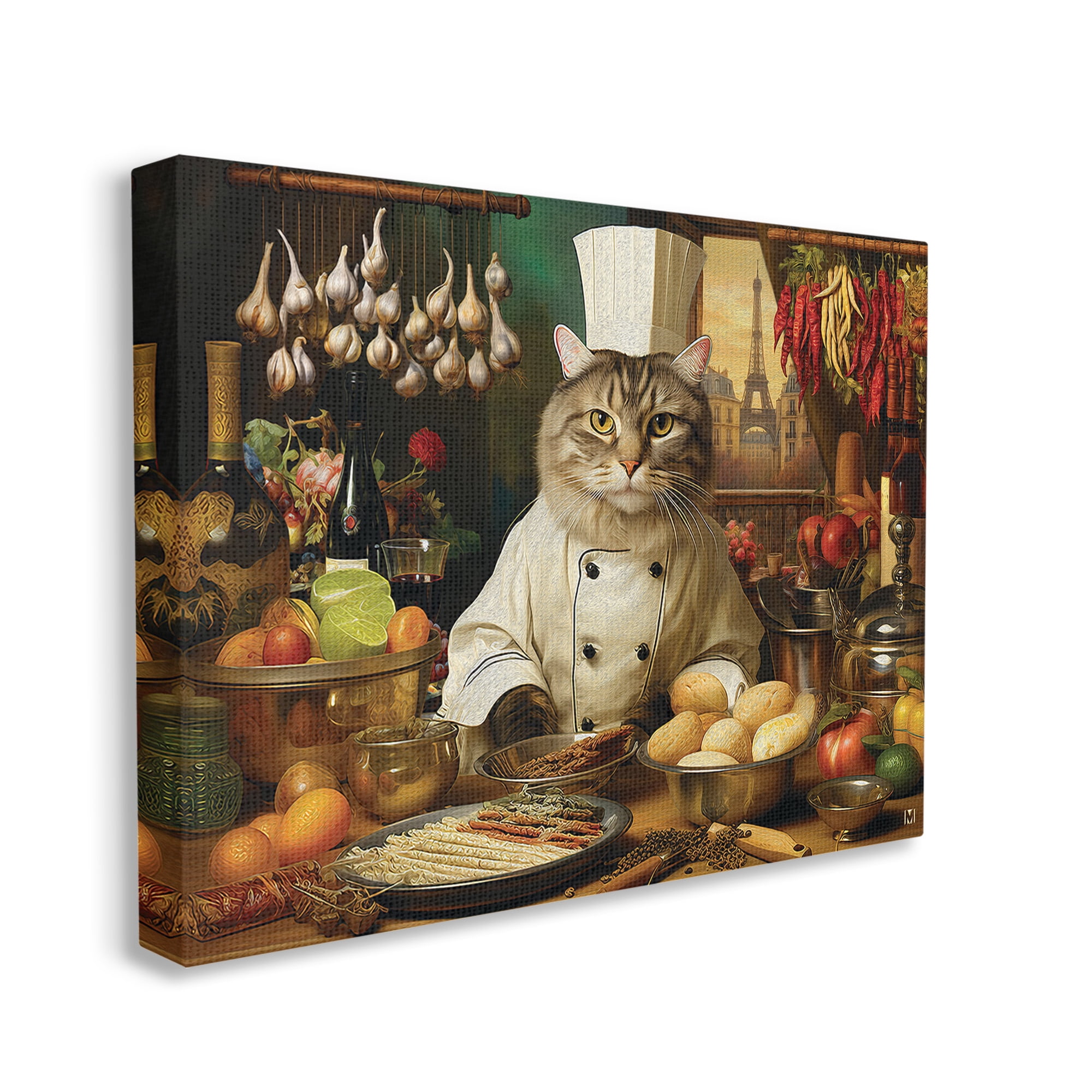 Stupell Industries Cat Chef in Kitchen Animals & Insects Painting Gallery Wrapped Canvas Art Print Wall Art, 40 x 30