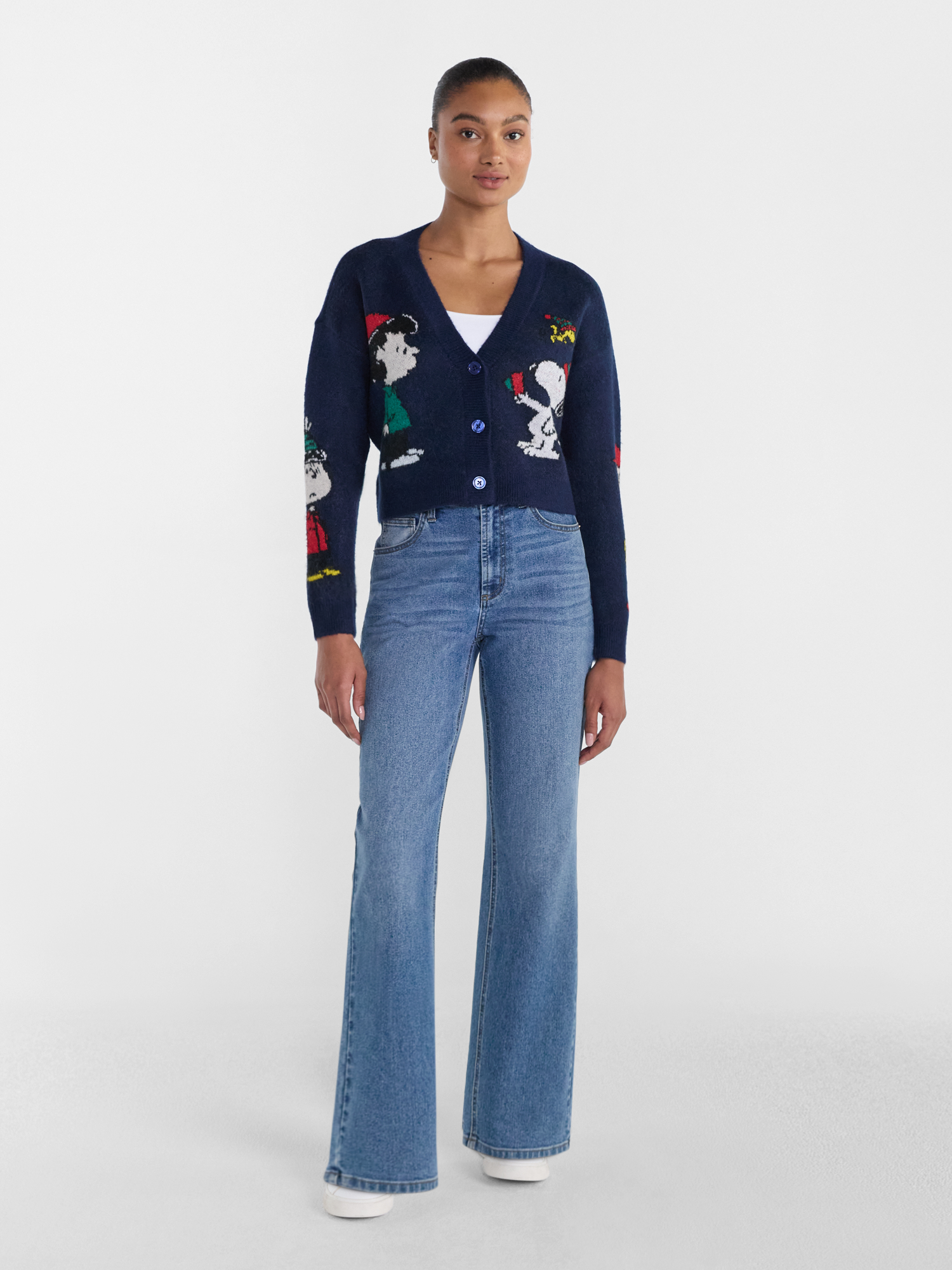Peanuts Women's V Neck Button Front Cardigan photo 2