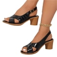 thumbnail image 5 of HTHLVMD Party Casual Shoes, Adjustable Ankle Strap, Women Dressy Summer Footwear, Platform Sandals for Women Wide Width Chunky Heel Comfort Cushion Summer Outdoor Womens Shoes Casual Shoes, Black 5.5, 5 of 5