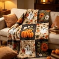 thumbnail image 6 of Halloween Ghost Pumpkin Patchwork Quilted Throw Blanket,Vintage Floral Sunflower Stitched Quilt Blanket,Soft Reversible Bed Couch Cover For Autumn Harvest,Bedroom Decor B, 6 of 6
