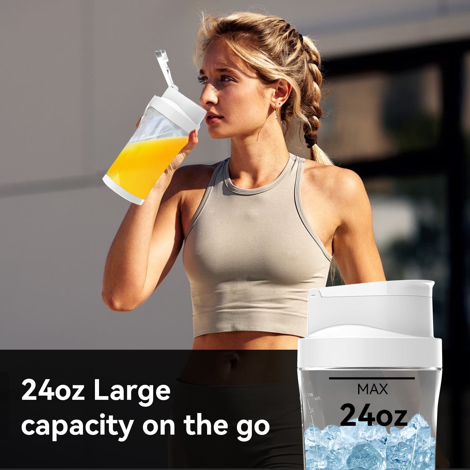 Portable Blender, 6000mAh Personal Blender with USB Rechargeable for Shakes and Smoothies, BPA Free 24 Oz Juicer Cup with 6 Blades and Lid, 360W Self Cleaning Portable Juicer for Home/Office/Travel