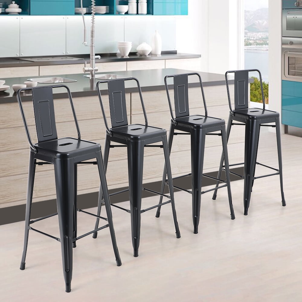 MF Studio 4PCS Metal Bar Stools 30 Inches Counter Chairs Sets with