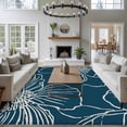 thumbnail image 3 of 5'x7' Area Rugs for Living Room Bedroom, Teal Flowers Washable Rug Carpet Runner Indoor Outdoor, Spring Floral Botanical Modern Art Non Slip Floor Mats Area Rug for Kitchen, Nursery, 3 of 8