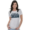 thumbnail image 3 of Fluent in Sarcasm Funny Attitude Womens Fitted Plus Size Graphic Tee Brisco Brands 2X, 3 of 4