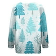 thumbnail image 4 of Cardigans for Women Christmas Tree Printed Casual Fall Winter Jacket Button Down Crew Neck Long Sleeve Loose Fit Womens Sweaters YF Light Blue S, 4 of 5