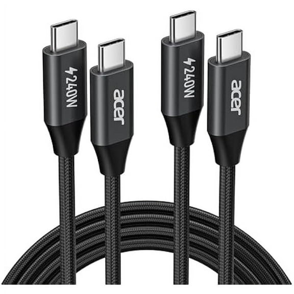 USBC Cable, 240W USB C Cable (6.6FT/2 Pack), C to C Fast Charging Nylon Braided Type-C Charger Cord Compatible with iPhone16/15 Pro Max, Galaxy S25/S24, MacBook Pro/Air, iPad, Laptop, etc.