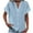 Blue, variant on Business Casual Tops for Women Button down Notch V Neck Shirts Short Sleeve Summer Top Blouse