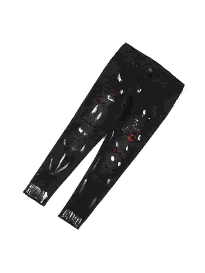 Street Solid Ripped Hollowed Out Regular Denim Jeans Street Solid Ripped Hollowed Out Regular Denim Jeans