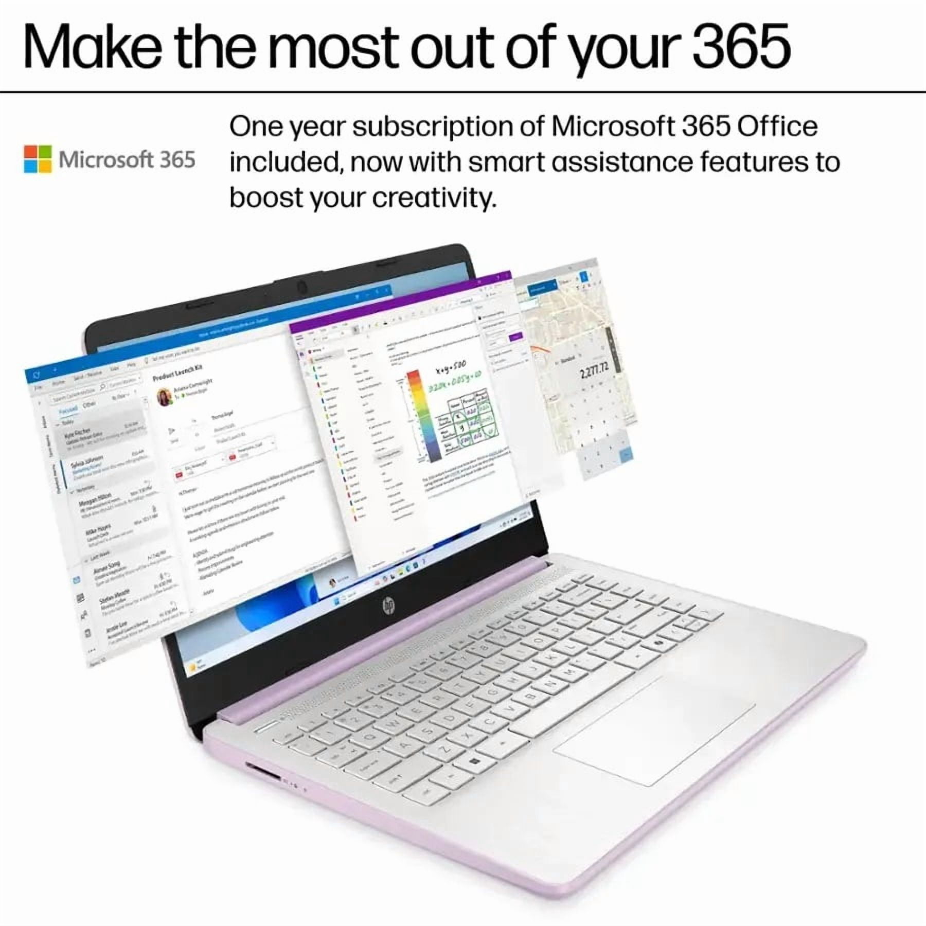 HP Stream 14 Student Business Laptop, Intel N150 Processor(quad-core), 32GB RAM, 384GB Storage (128GB UFS+256GB MSD),Microsoft Office 365,Copilot AI,1TB Cloud Storage,Honey Lavender,with 5ave Kit