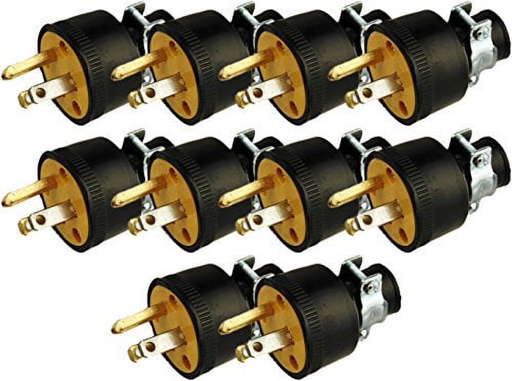 Black Duck Deals, 15A 125V Male Replacement Electrical Plug 10 Pieces Pack