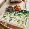 thumbnail image 3 of Country Leaf Placemats Set of 4, Watercolor Green Eucalyptus Leaves Vintage Linen Texture Non-Slip Place Mats Washable Table Mats for Kitchen Dining Table Decorations Indoor/Outdoor, 3 of 9