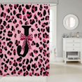 thumbnail image 2 of Manfei Leopard Print Monogrammed J Shower Curtain 72Wx78L,Dreamy Bow Bath Curtain,Pink, 2 of 5