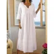 thumbnail image 2 of Vestido recto de talla grande para mujer, de media manga, plisado, informal, con escote en V, estilo bohemio, de lino, para playa, para verano, 2024, 2 of 5