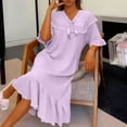 thumbnail image 7 of Ashirexll Sleep Shirts for Women, Nightgowns for Women, Casual Loose V-Neck Short Sleeve Pajama Dress, 7 of 7