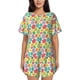 thumbnail image 1 of Fotbe colorful easter eggs Conjunto de Pijama Estampado para Mujer, 2 Piezas, Ropa de Dormir con Camiseta de Manga Corta y Shorts Suaves-Large, 1 of 6