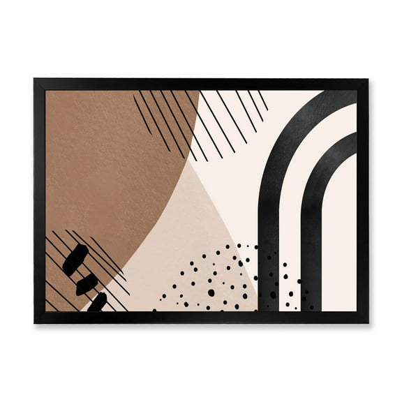 Designart 'Abstract Ivory Shapes and Shapes in Terracotta I' Modern Framed Art Print